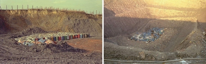 Einlagerung des "Sondermülls" in Fässern im Bereich der Altdeponie (Anfang der 1970 Jahre)