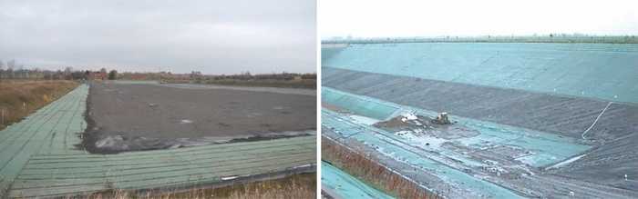Lagenweise Herstellung der Basisabdichtung mit Zwischenabdeckung auf der Erweiterung West (1996)