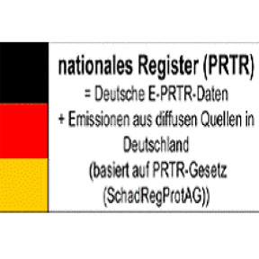 Hinweis PRTR auf deutscher Flagge